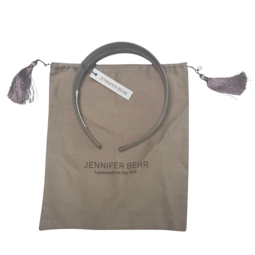 Jennifer Behr Layla Luxurious Satin Headband in a Neutral Oyster Color- O/S